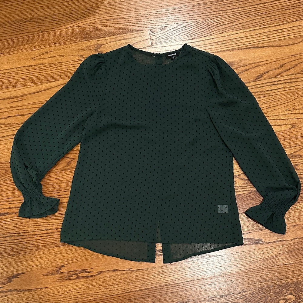 Mittoshop Dark Green Textured Blouse
